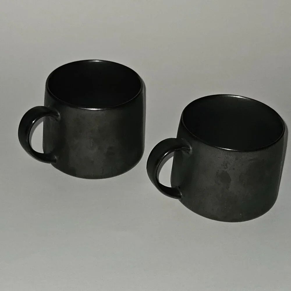 2 Starbucks 2013 Stoneware Mug Coffee Cup Lot 10 oz Brown/Grayish Metallic READ
